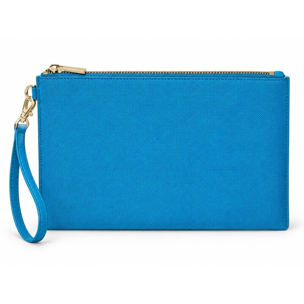 Dagne Dover Essentials Clutch Wallet Ash Blue Turquoise Wristlet Gold Hardware